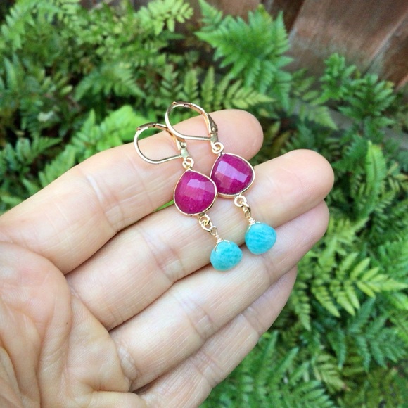 Ruby Amazonite Sundance Charm Earrings SALE - Picture 3 of 8